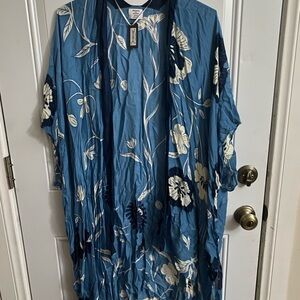 Melrose Market Blue Floral Kimono Cardigan